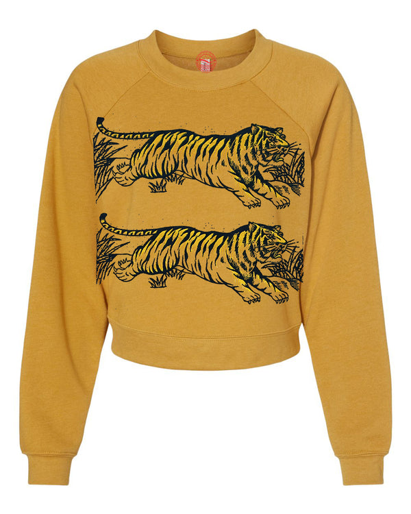 Lucky Fish Two Tigers Crop Sweatshirt.