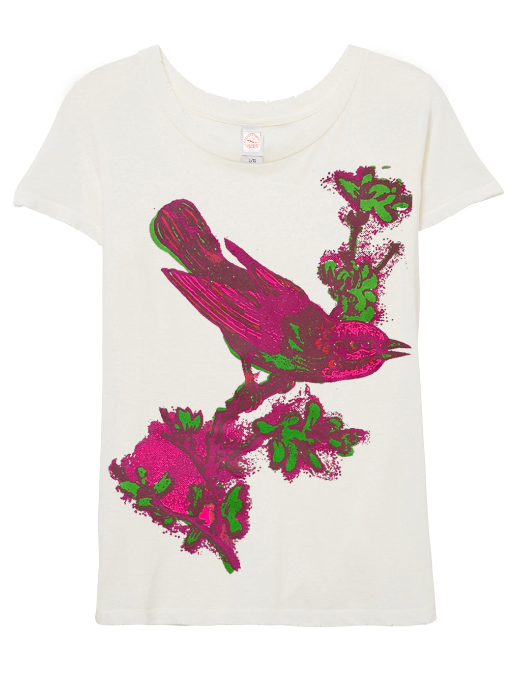 Bright Pink Birdie Destroyed  Tee