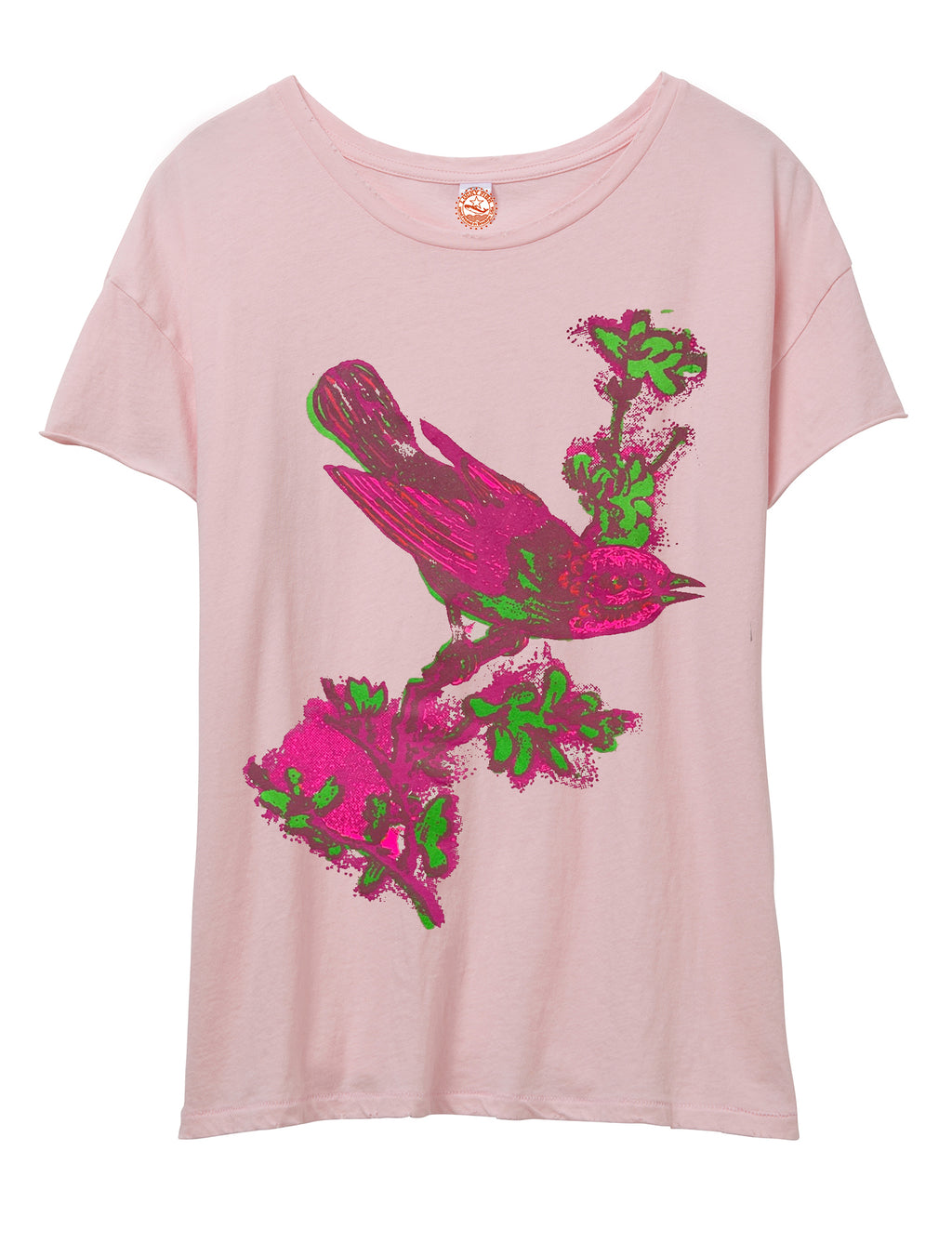 Bright Pink Birdie Destroyed  Tee