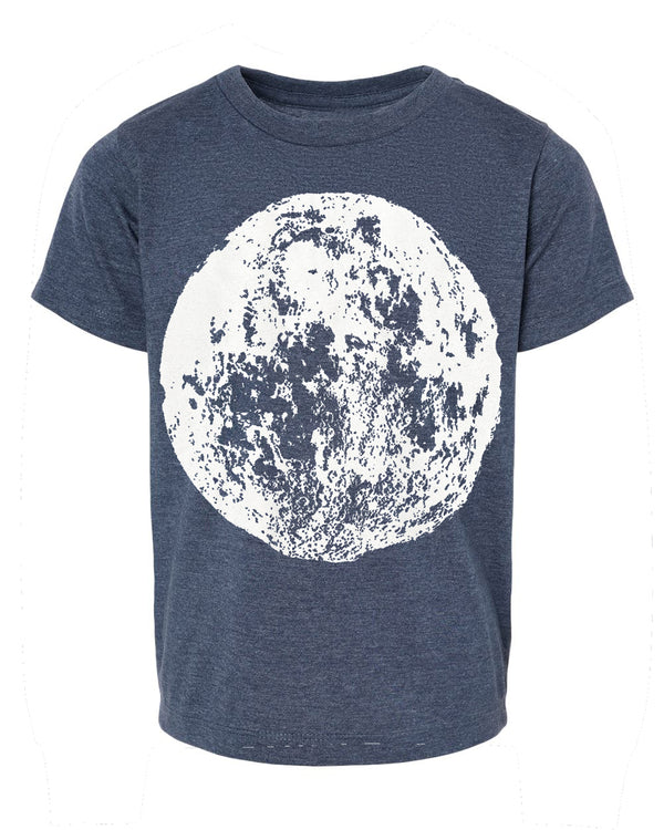 Full Moon on navy heather kids tee.