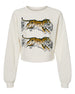 Lucky Fish Two Tigers Vintage White Crop Sweatshirt.