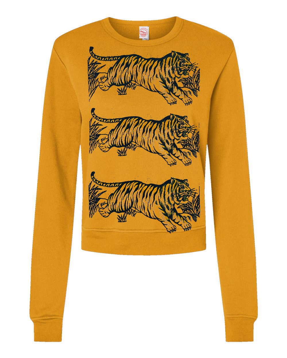 Leaping Tigers on Mustard Sweatshirt