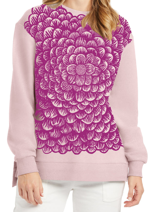 Cosy Pink Fleece Flower Sweatshirt