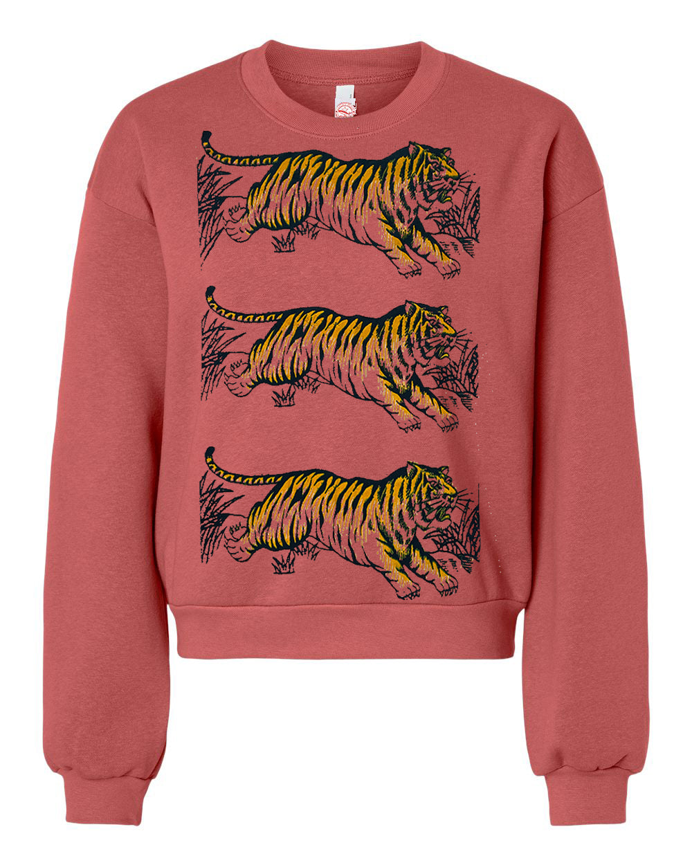Leaping Tigers on Terracotta Fleece