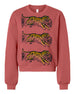 Leaping Tigers on Terracotta Fleece
