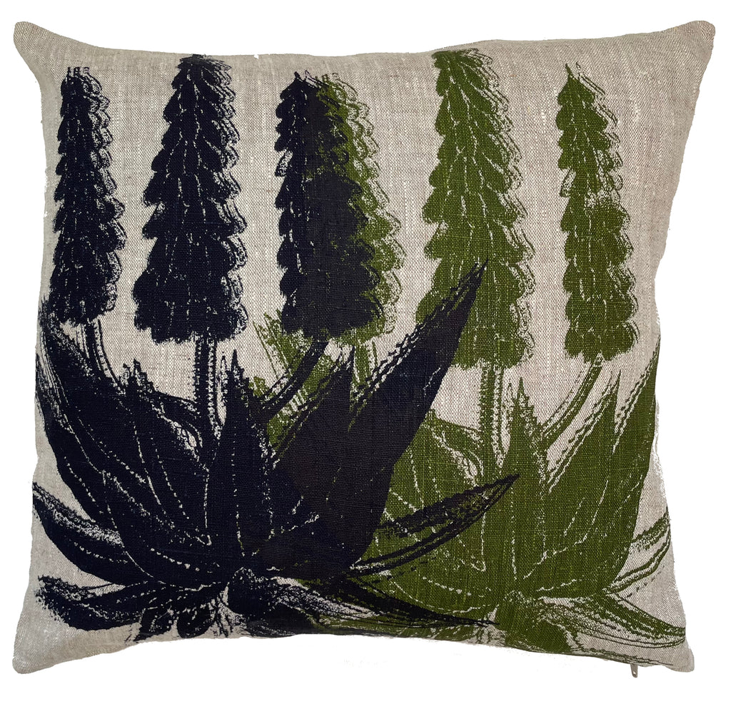 Aloe Arborescens Linen Cushion Cover