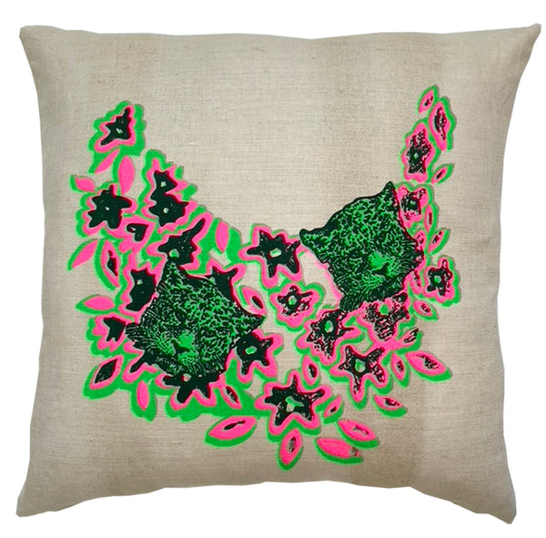 Leopard Flowers Cushion Cover