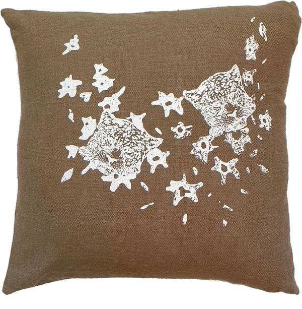 Leopard Flowers Khaki Cushion Cover