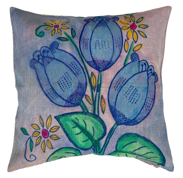 Three Tulips  Painted Pillow.