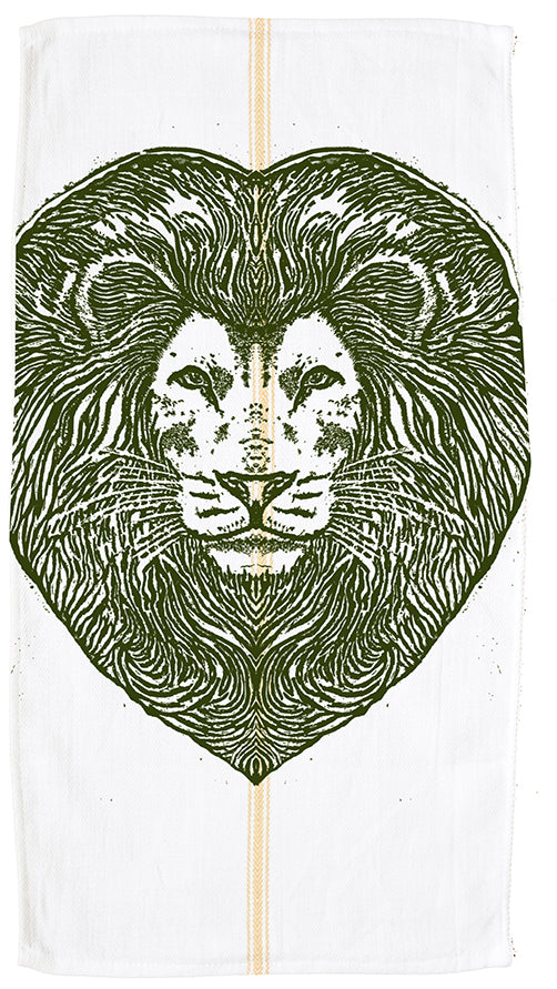 Olive Lion Heart Teatowels