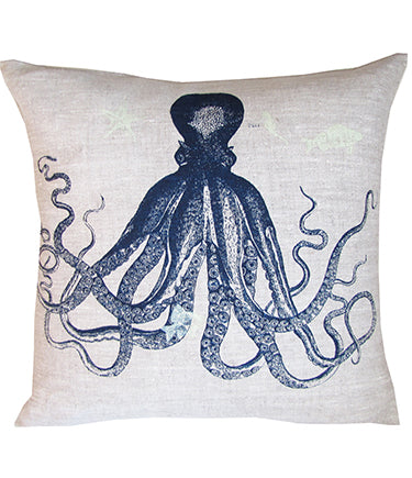 Octopus Linen Cushion Cover