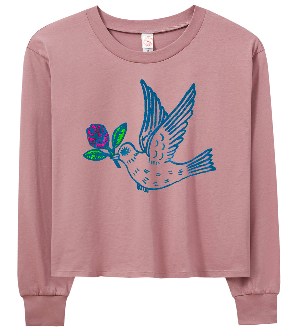 Peace & Love Bird Cropped Shirt