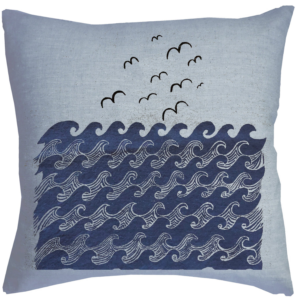 Seabirds Denim pillow