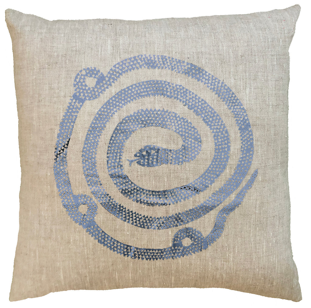 Silver Snake Spiral Linen Cushion Cover.