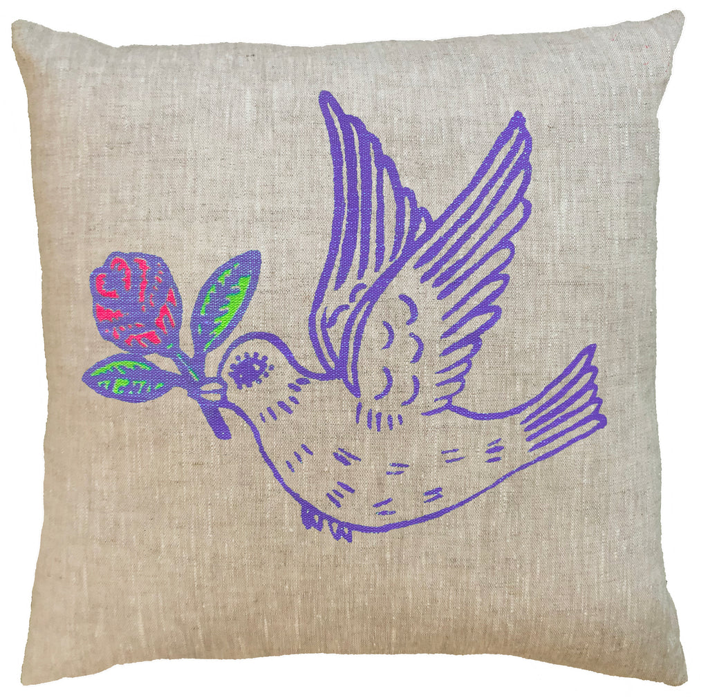 Peace & Love Dove in Periwinkle Blue Cushion Cover.
