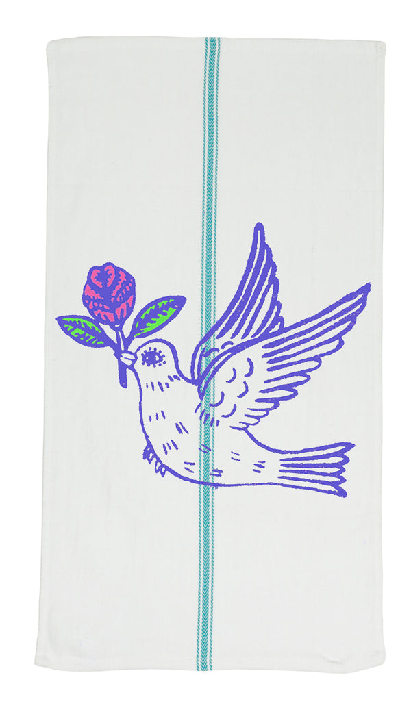 Peace & Love Purple Dove Tea Towel.