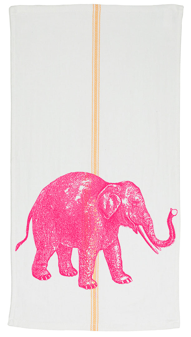 Lucky Elephant (in the pink) teatowel