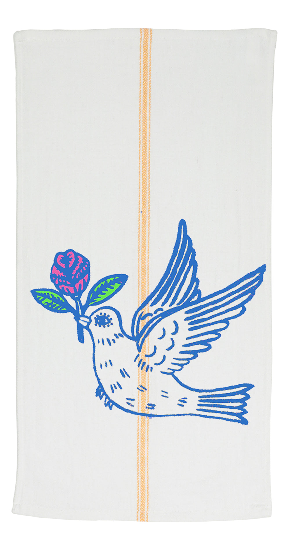 Bright Blue Peace & Love Dove Tea Towel.