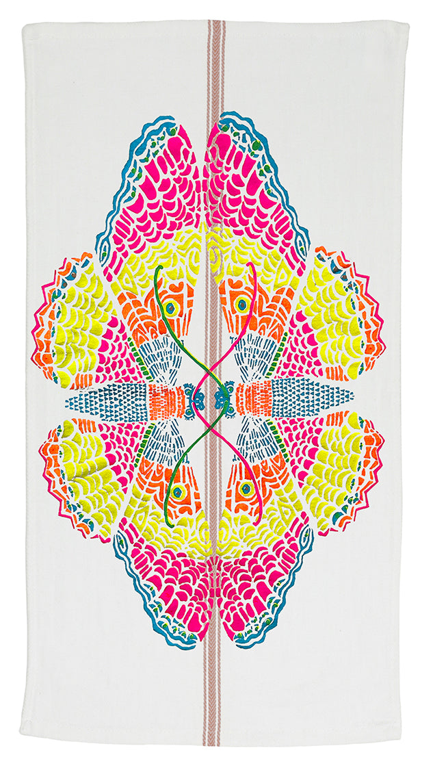 Psychedlic Moth Vintage Style Tea Towel.
